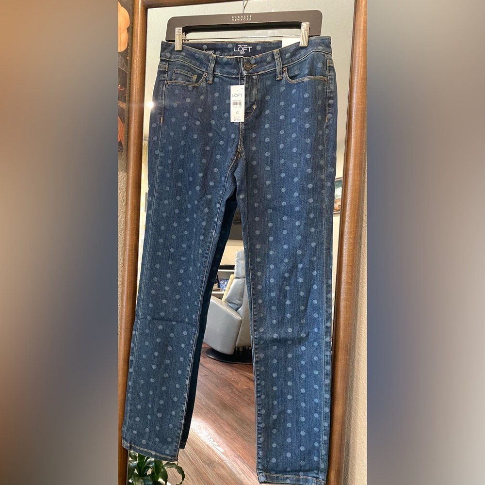 Loft, Polka Dot, Skinny, Jeans, Size 4